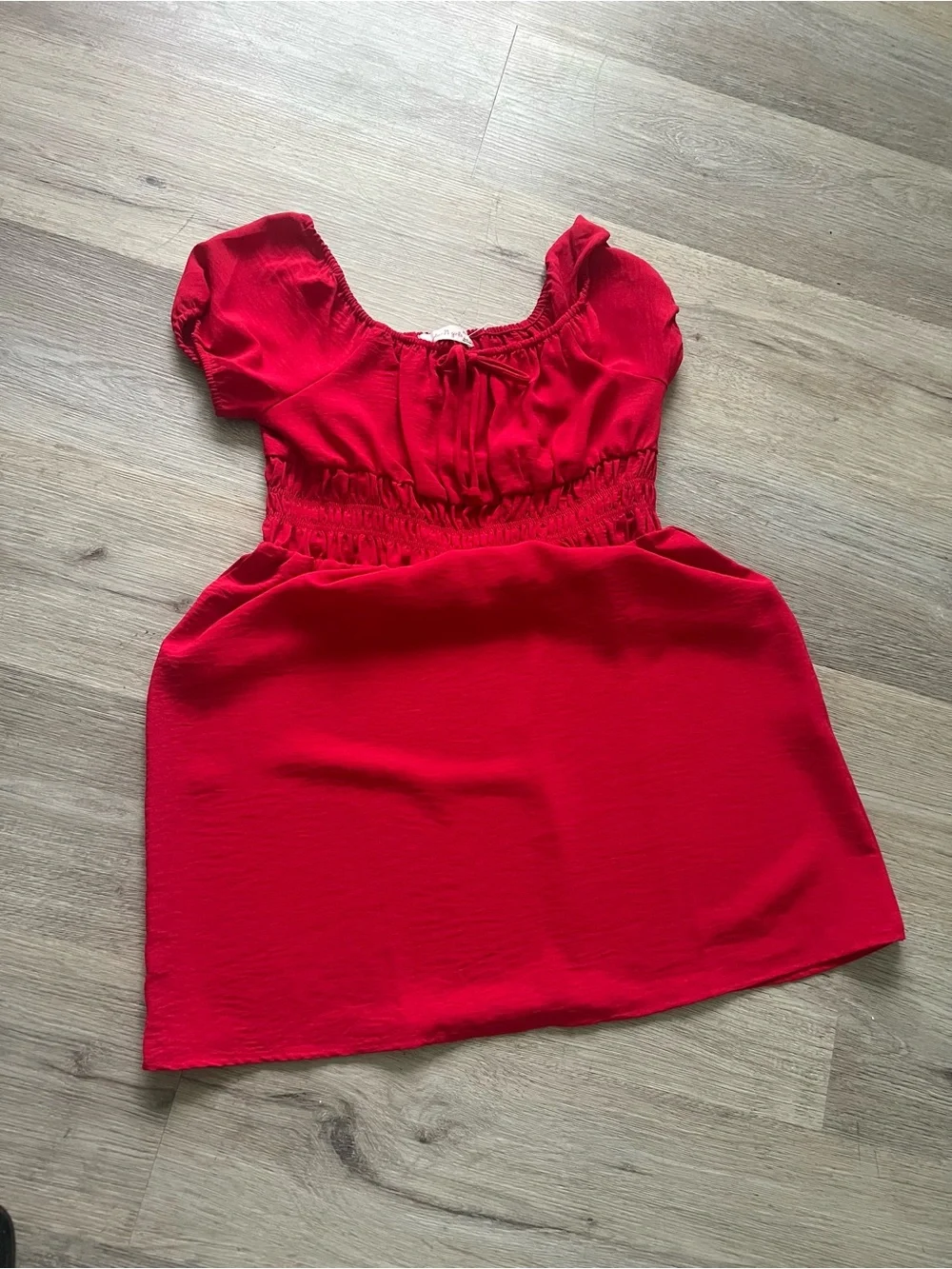 Kids red Peasant Scoop Neck dress